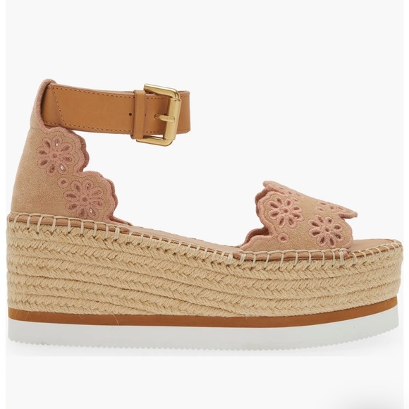 See By Chloe GLYN Espadrille Wedges in Antique Rose Size 8.5 - Picture 3 of 6